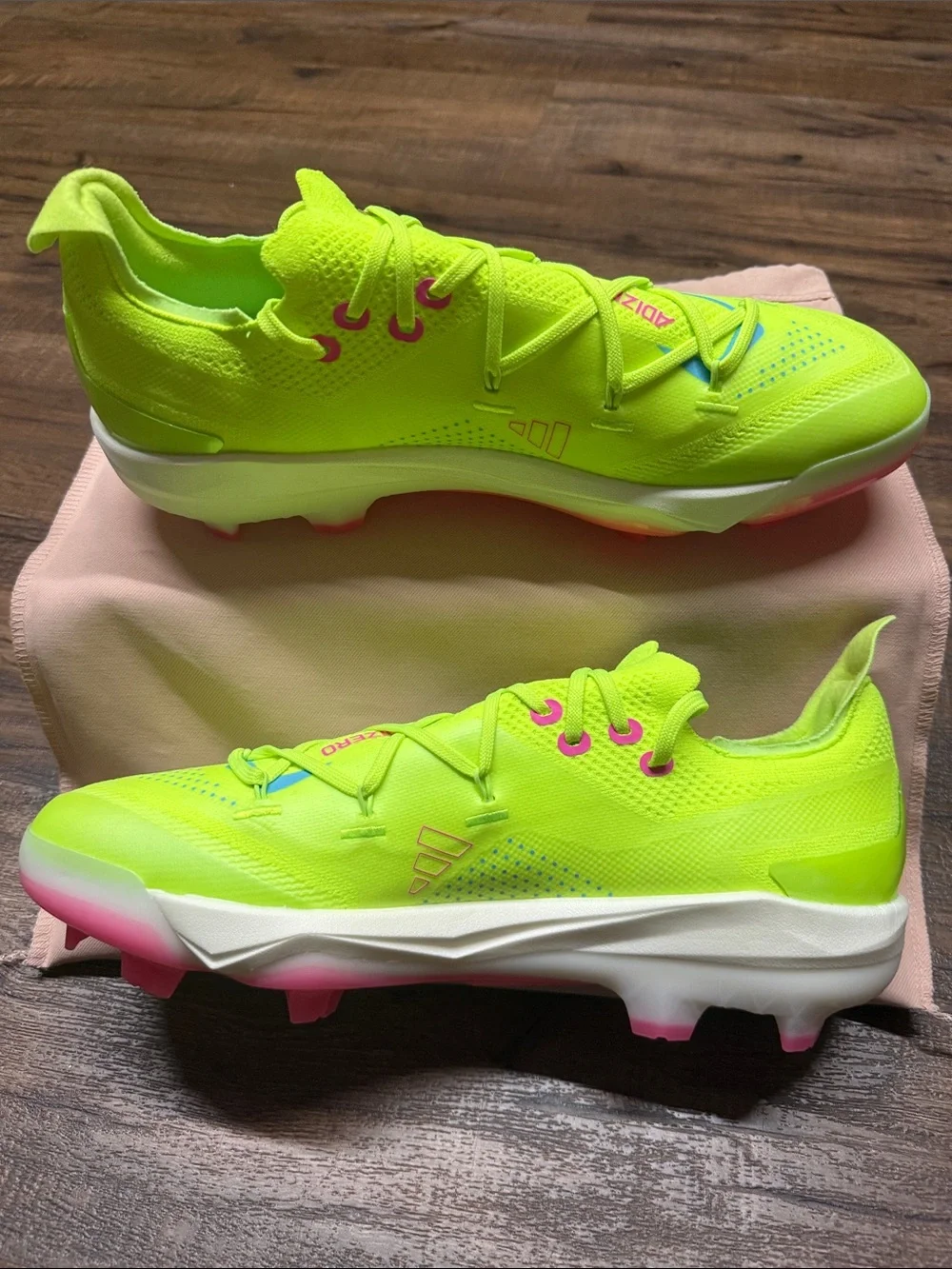 adidas Adizero Electric+ 2.0 Lime/Pink TPU Baseball Cleas